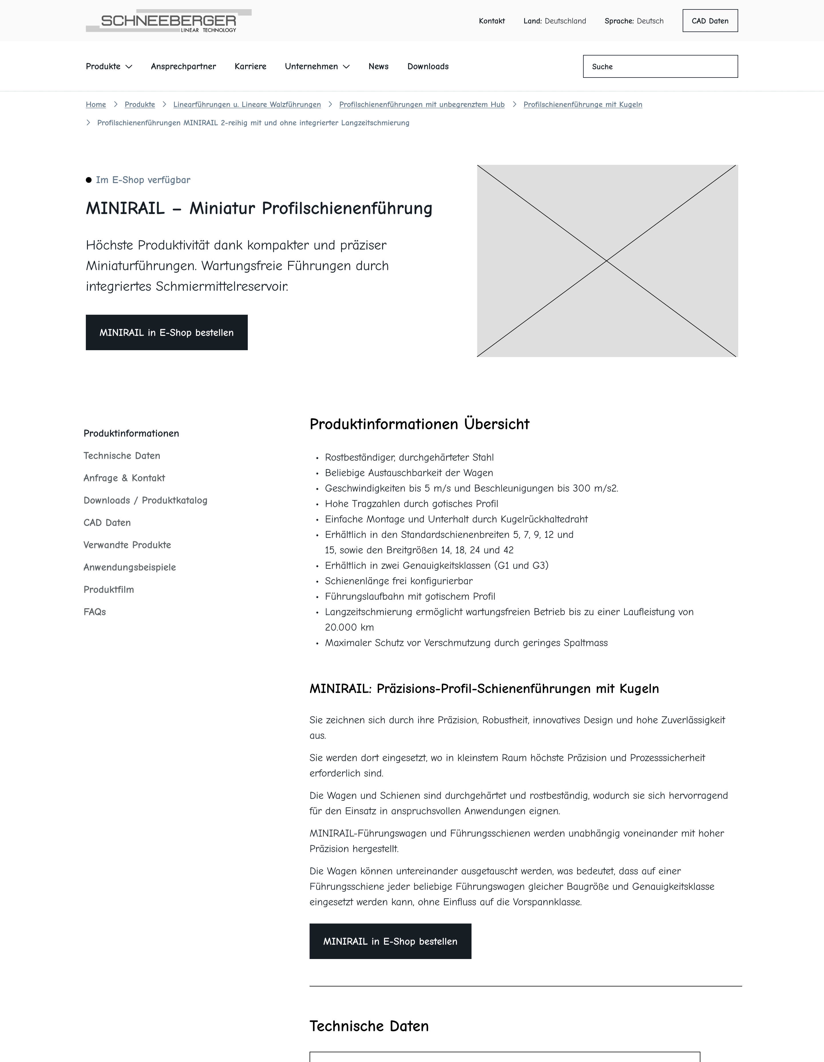 Product detail page wireframe