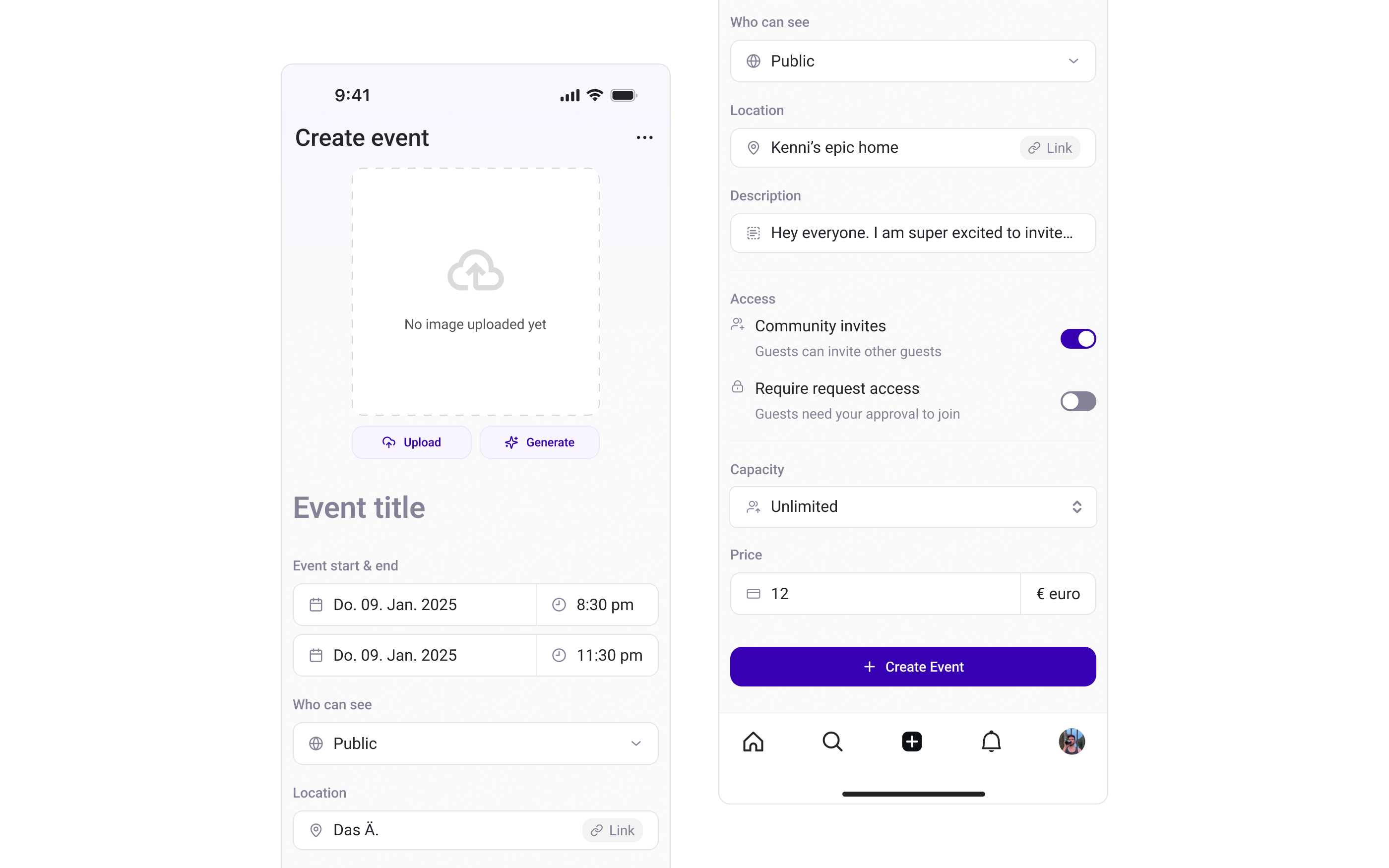 Event discovery and notification interface