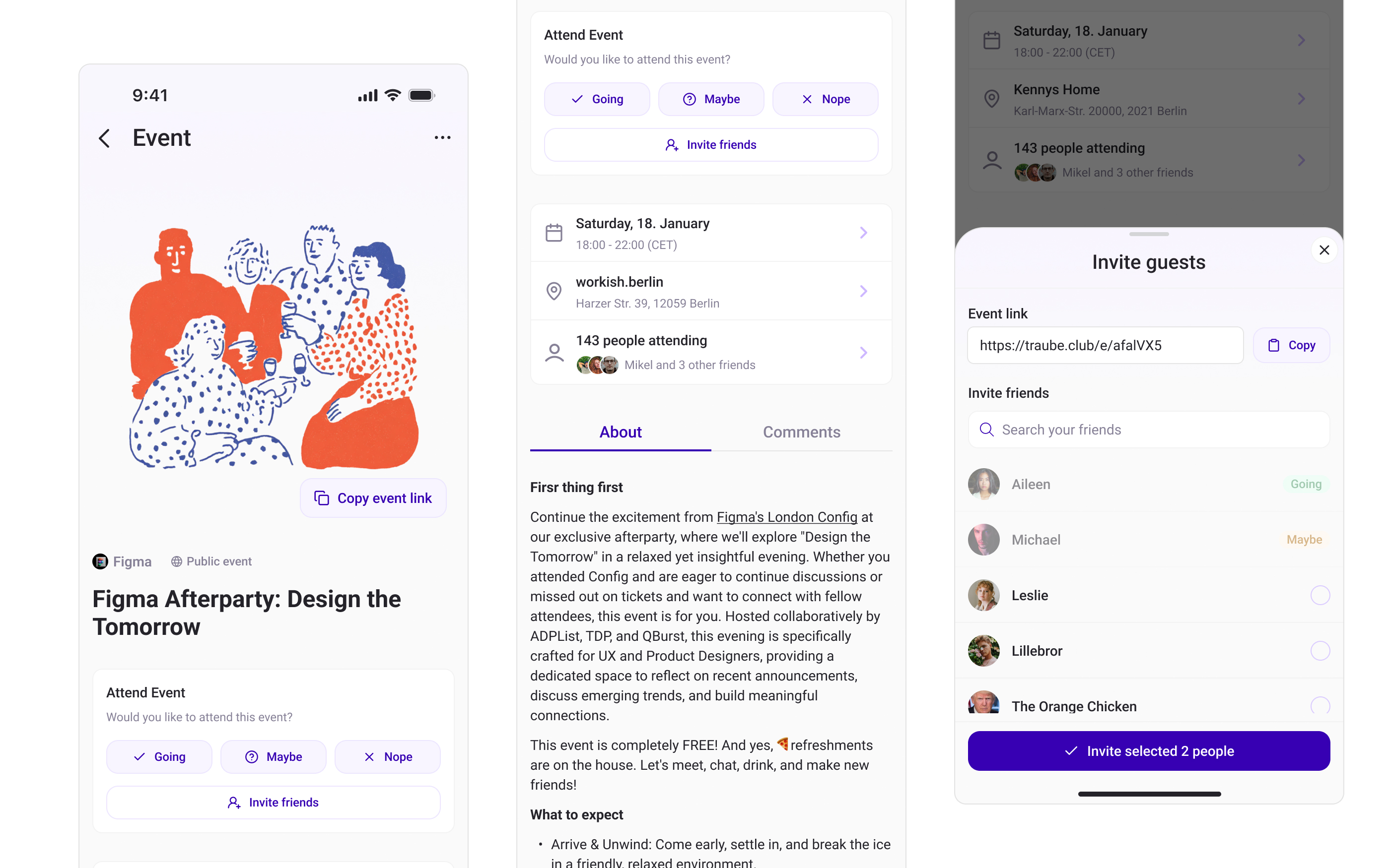 Event creation flow with AI-assisted features